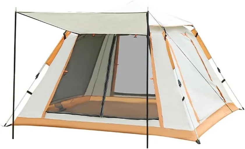 Instant Pop-up Waterproof Camping Tent Outdoor Easy Setup Automatic Beach Tent for 3-5 People, Orange