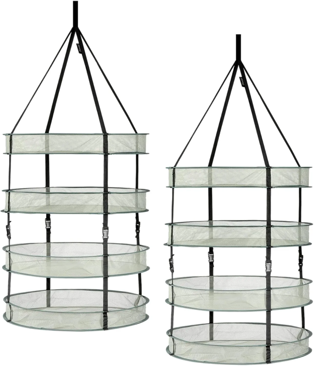 iPower 2-Pack 2ft 4Layer Mesh Herb Rack Collapsible Hanging Dry Net with Foldable Heavy Duty Rings and Carrying Bag, Hydroponic Plant Bud Dryer