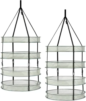 iPower 2-Pack 2ft 4Layer Mesh Herb Rack Collapsible Hanging Dry Net with Foldable Heavy Duty Rings and Carrying Bag, Hydroponic Plant Bud Dryer