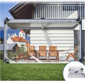 JHIAADEYPVC Reinforced Transparent,Heavy-Duty Waterproof Clear Tarpaulin,Small Tarpaulin Transparent,Thicken Clear Tarp Waterproof,Groundsheet, Outdoor Polyethylene Sheeting(10 * 10m/394 * 394in)