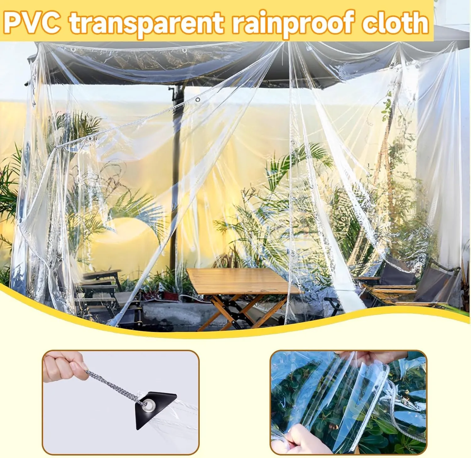 JHIAADEYPVC Reinforced Transparent,Heavy-Duty Waterproof Clear Tarpaulin,Small Tarpaulin Transparent,Thicken Clear Tarp Waterproof,Groundsheet, Outdoor Polyethylene Sheeting(10 * 10m/394 * 394in)