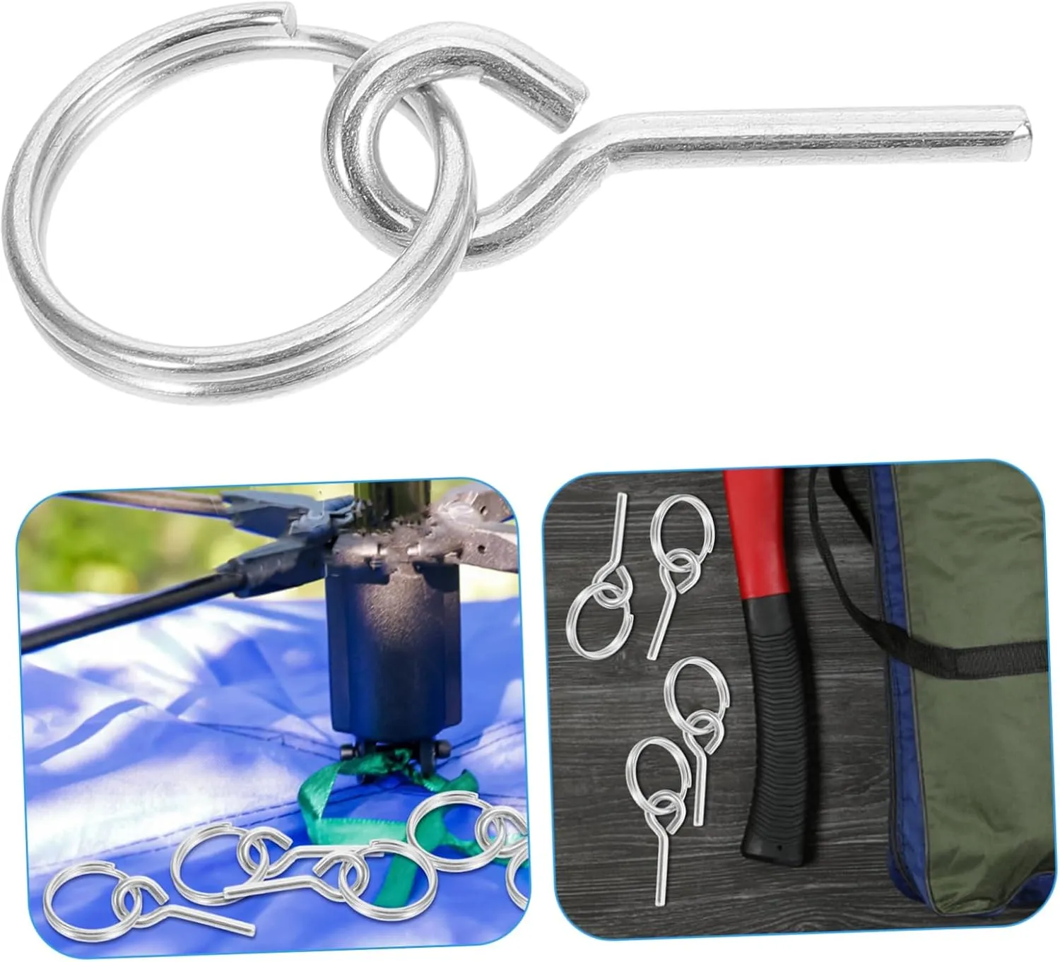 jojofuny 5sets Tent Ground Tarp Connectors Camping Tent Accessory Rope Connect Pin Universal Stake Kit 10pcs*5