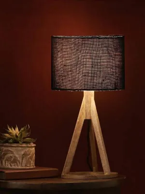 Jute Black Trio Wooden Lamp