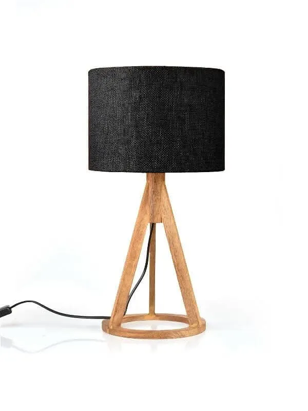 Jute Black Trio Wooden Lamp