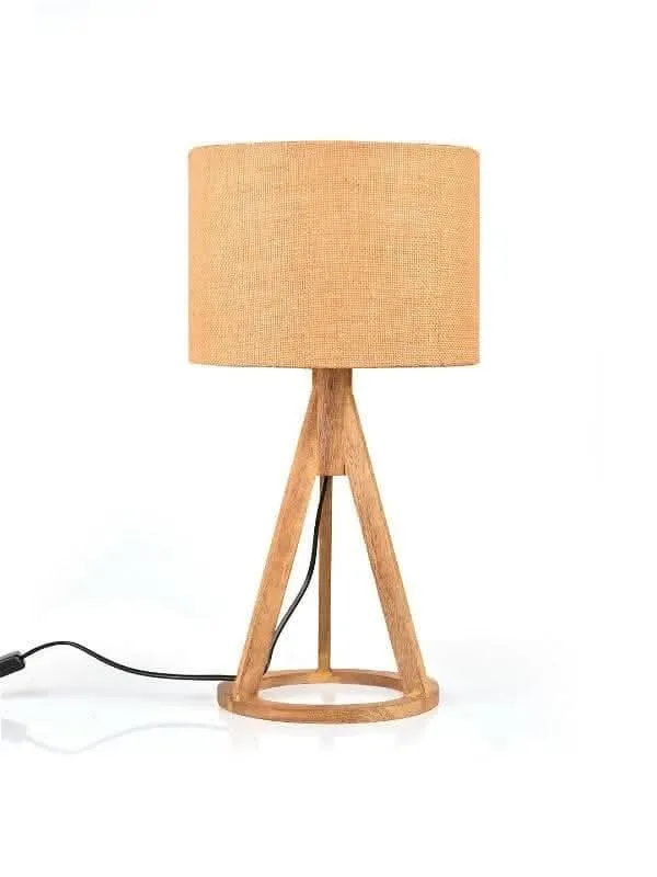 Jute Brown Trio Wooden Lamp