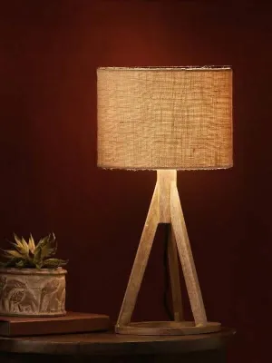 Jute Brown Trio Wooden Lamp