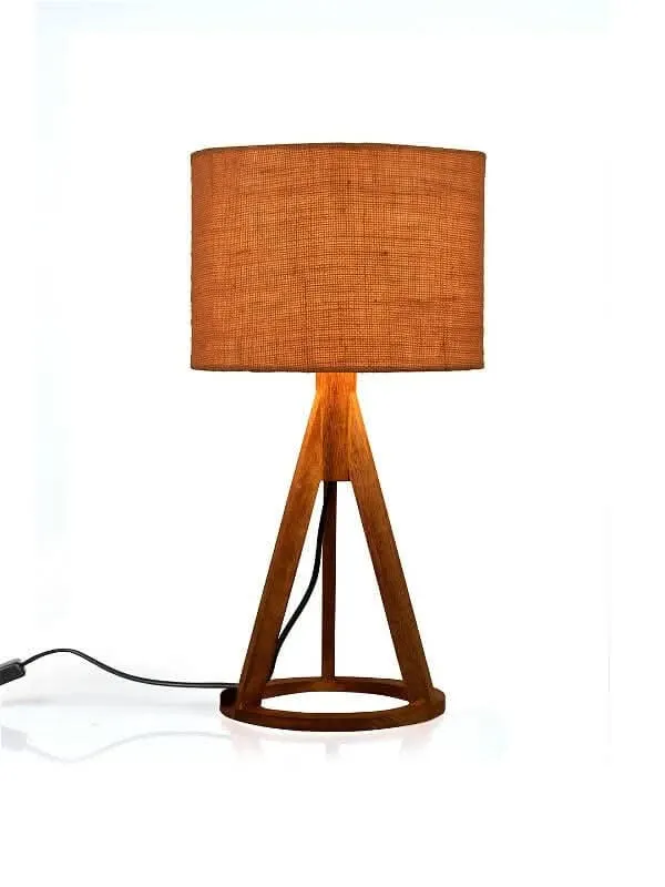 Jute Brown Trio Wooden Lamp