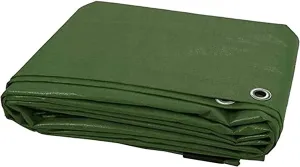 KAV Universal Premium Cover Tarpaulin Waterproof Heavy Duty Tarp with Eyelets Ground Sheet in Green for Garden Furniture, Pool, Car, Truck (10M x 12M)
