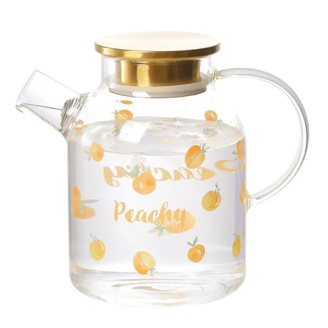 Kawaii Peach Glass Kettle and Cups Set