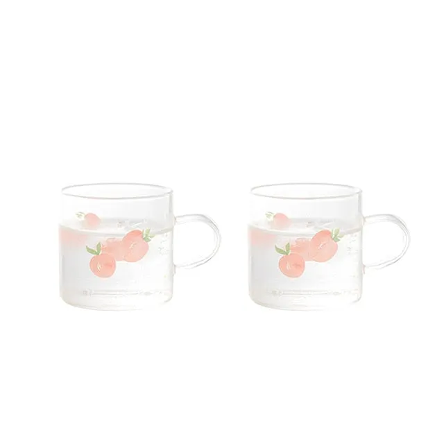 Kawaii Peach Glass Kettle and Cups Set