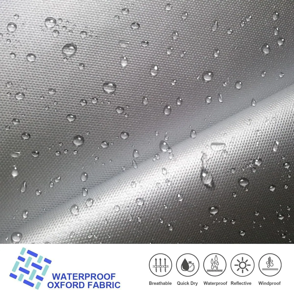 Kayme 300D Oxford Travel Trailer RV Cover, Tearproof Waterproof Windproof 31-34ft Camper Cover, RV Tarp Anti-UV Snowproof with Zipper Door, Wind Protector Straps，4 Tire Covers, and Jack Cover.