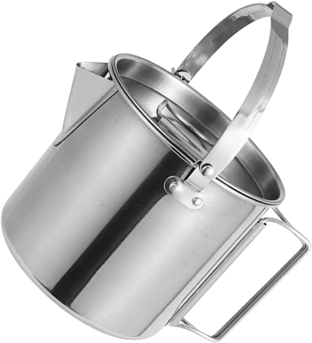KESYOO Camping Kettle 1.2l Portable Tea Pot Stovetop Tea Kettle for Outdoor Made Stainless Steel