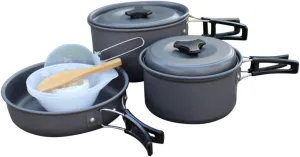 KICHOUSE Camping Cookware Kit 2-3 Person Portable Folding Pot Camp Kettle Outdoor Kitchen Set Cook Equipment