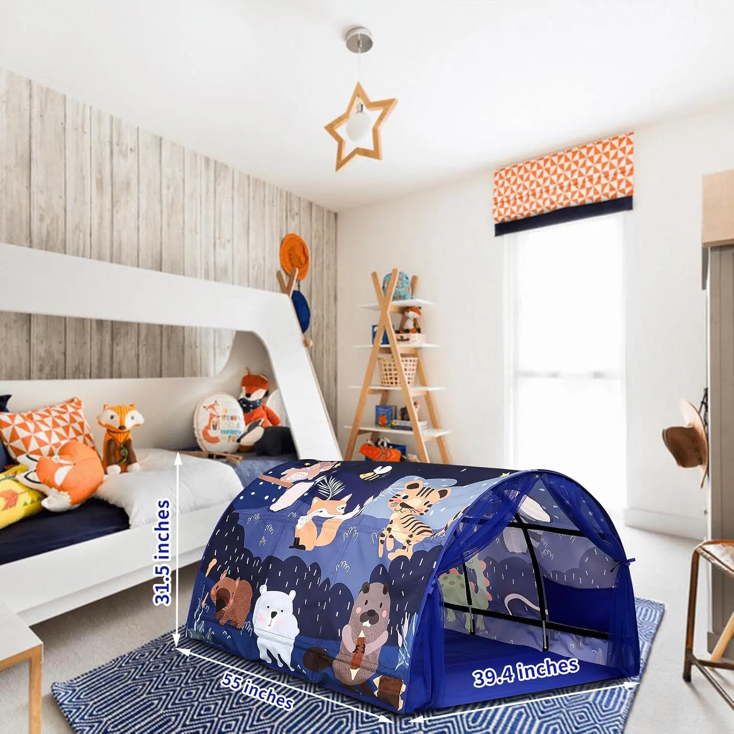 Kids Bed Tent Twin Beds -Zoos Wonder Play Tents Boys Girls Ventilated Indoor Play Tent Children Promotes Independent Play, Stimulates Imagination Set-Up Playhouse (Zoos)