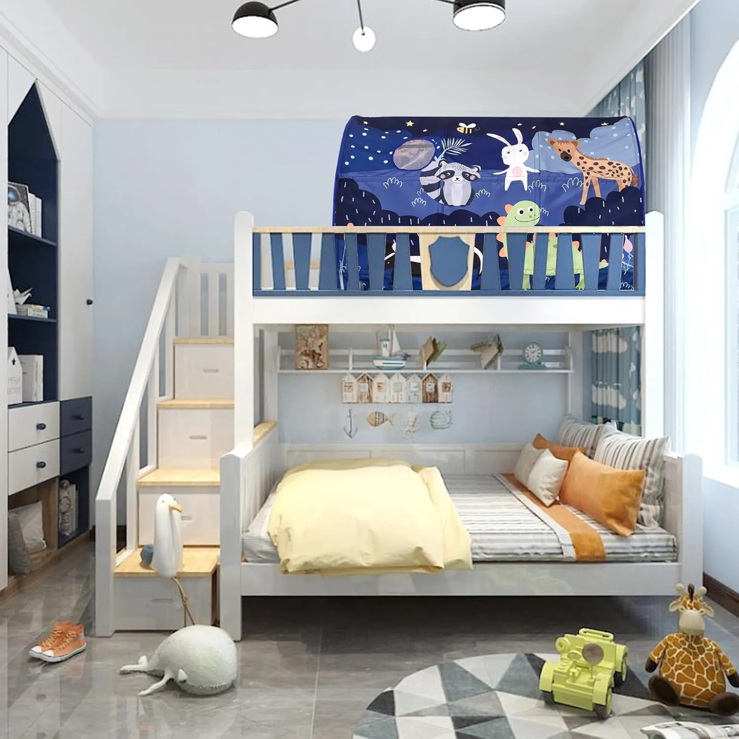Kids Bed Tent Twin Beds -Zoos Wonder Play Tents Boys Girls Ventilated Indoor Play Tent Children Promotes Independent Play, Stimulates Imagination Set-Up Playhouse (Zoos)