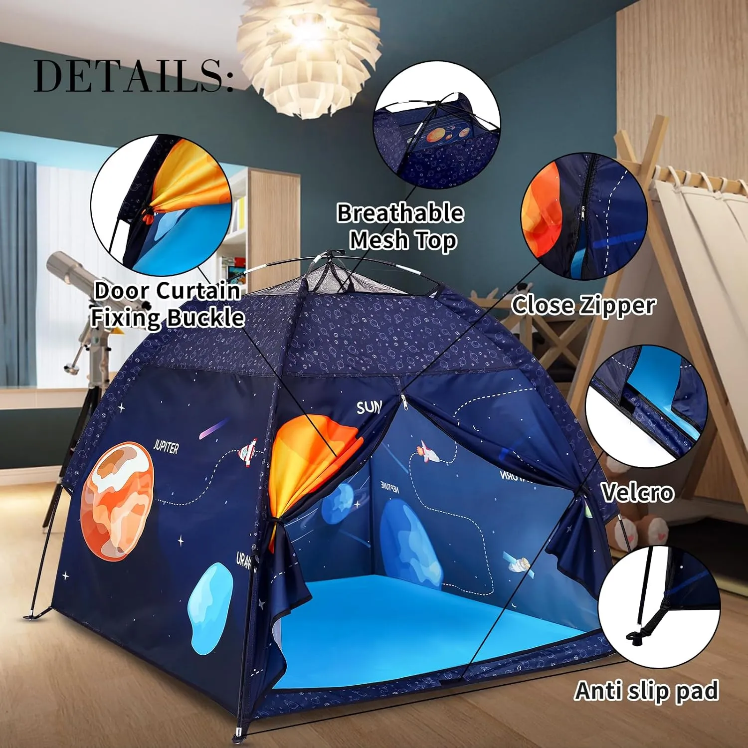 Kids Play Tent Lucky Castle Playhouse for Boys and Girls Easy Fun Dome Tent Camping Playground Pop Up Tent for Kids Indoor and Outdoor Imaginative Play Perfect Kid's Gift (Solar System)