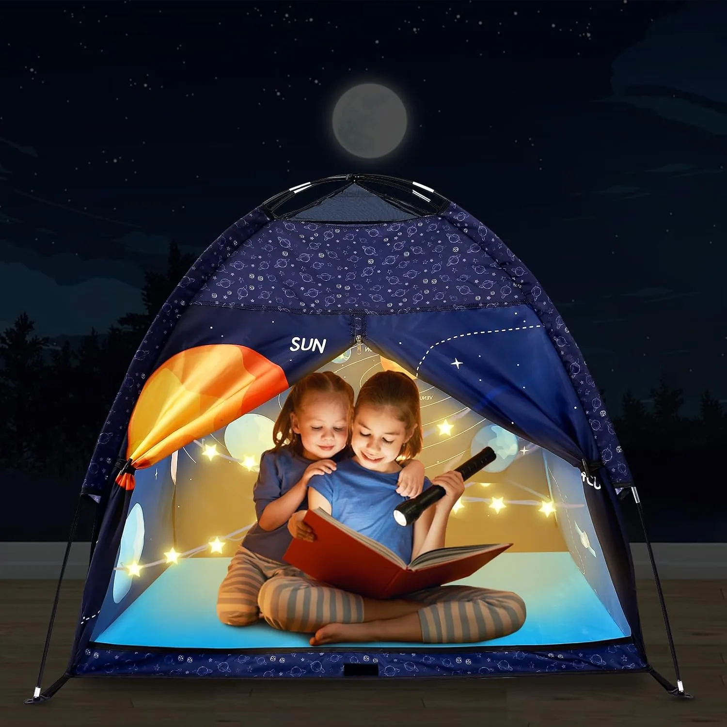 Kids Play Tent Lucky Castle Playhouse for Boys and Girls Easy Fun Dome Tent Camping Playground Pop Up Tent for Kids Indoor and Outdoor Imaginative Play Perfect Kid's Gift (Solar System)