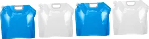 Kisangel 4pcs Water Storage Bags Portable Folding Water Bags Handle Capacity Leakproof for Camping Hiking Travel Transparent