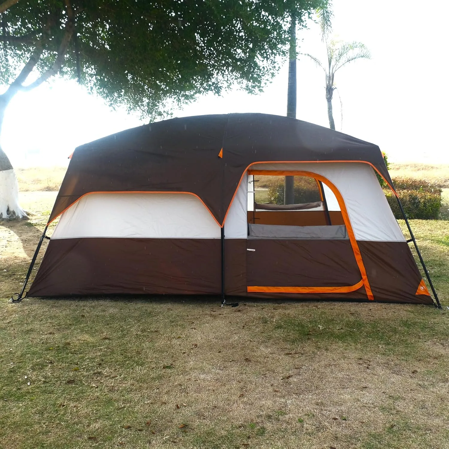 KTT Extra Large Tent 10-12-14 Person(B),Family Cabin Tents,2 Rooms,3 Doors and 3 Windows with Mesh,Straight Wall,Waterproof,Double Layer,Big Tent for Outdoor,Picnic,Camping,Family Gathering