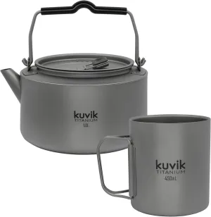 Kuvik 1.0L (33.8 oz) Titanium Kettle & 450ml (xx oz) Titanium Double-Walled Mug Bundle