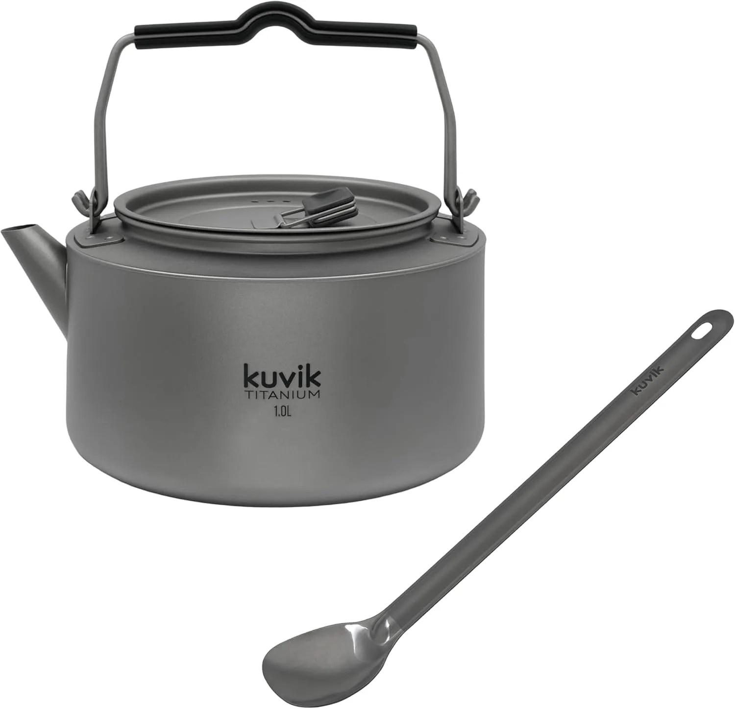 Kuvik 1.0L (33.8 oz) Titanium Kettle & Titanium Spoon Bundle