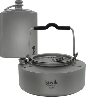 Kuvik 220ml (7.4 oz) Titanium Flask & 600ml (20.3 oz) Titanium Kettle Bundle