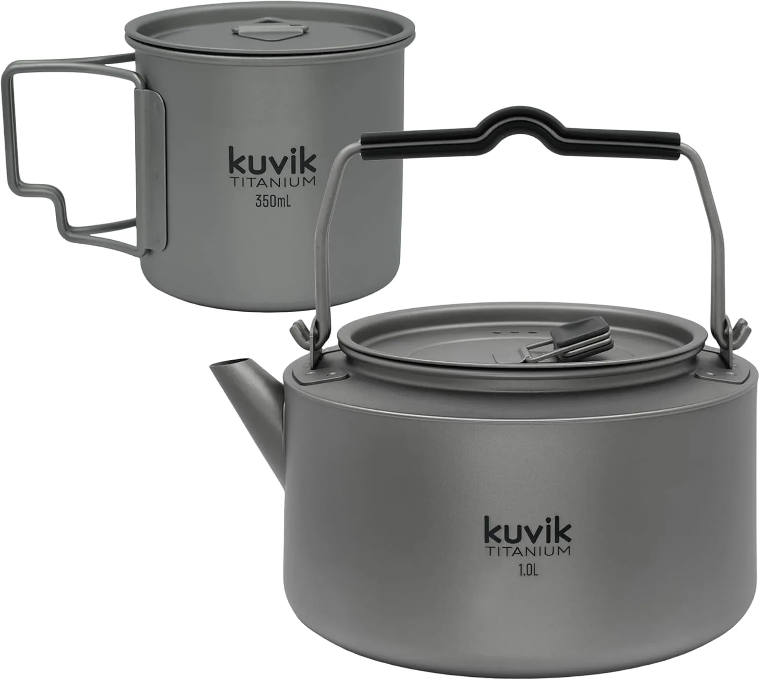 Kuvik 350ml (11.8 oz) Titanium Cup & 1.0L (33.8 oz) Titanium Kettle Bundle