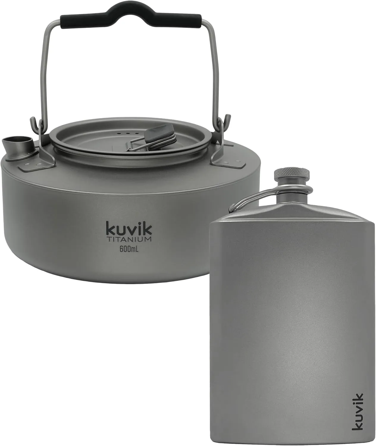 Kuvik 600ml (20.3 oz) Titanium Kettle & 260ml (8.8 oz) Titanium Flask Bundle