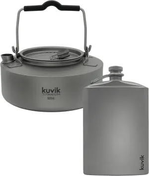 Kuvik 600ml (20.3 oz) Titanium Kettle & 260ml (8.8 oz) Titanium Flask Bundle