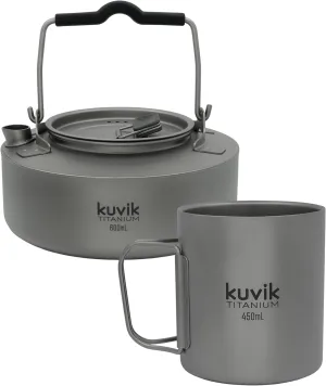 Kuvik 600ml (20.3 oz) Titanium Kettle & 450ml (15.2 oz) Titanium Double-Walled Mug Bundle