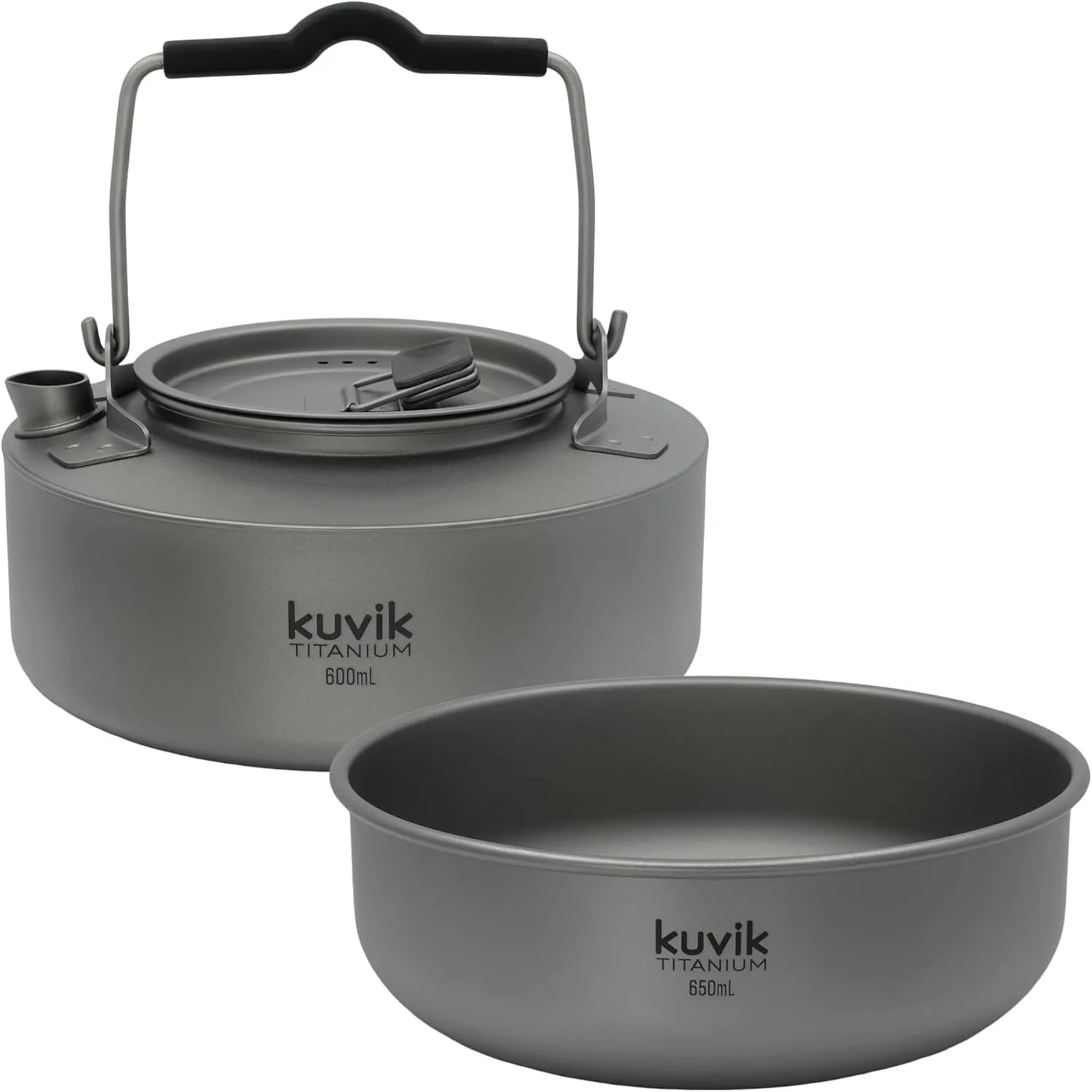Kuvik 600ml (20.3 oz) Titanium Kettle & 650ml (22 oz) Titanium Bowl Bundle