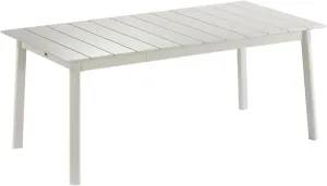 Lafuma ORON Extendable 10 Person Outdoor Lightweight Portable Aluminum Garden Dining Table with Slatted Top for Backyard Patios and Decks, Sand