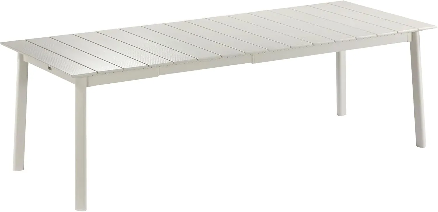 Lafuma ORON Extendable 10 Person Outdoor Lightweight Portable Aluminum Garden Dining Table with Slatted Top for Backyard Patios and Decks, Sand