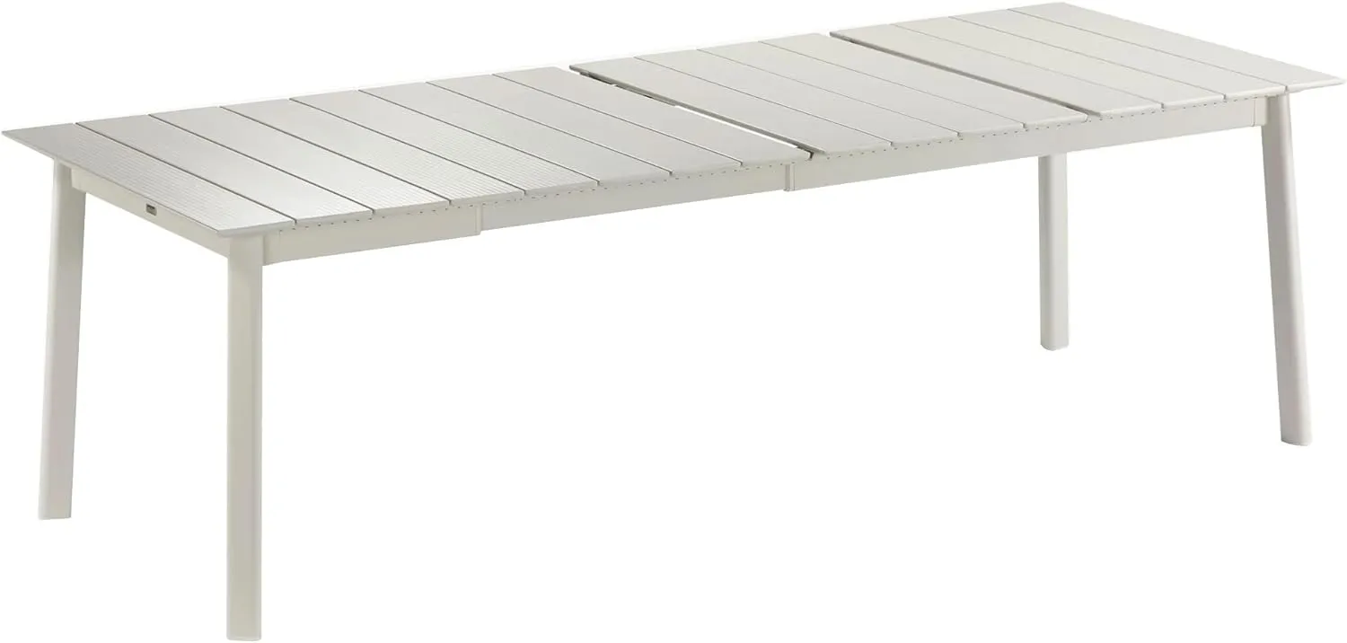 Lafuma ORON Extendable 10 Person Outdoor Lightweight Portable Aluminum Garden Dining Table with Slatted Top for Backyard Patios and Decks, Sand