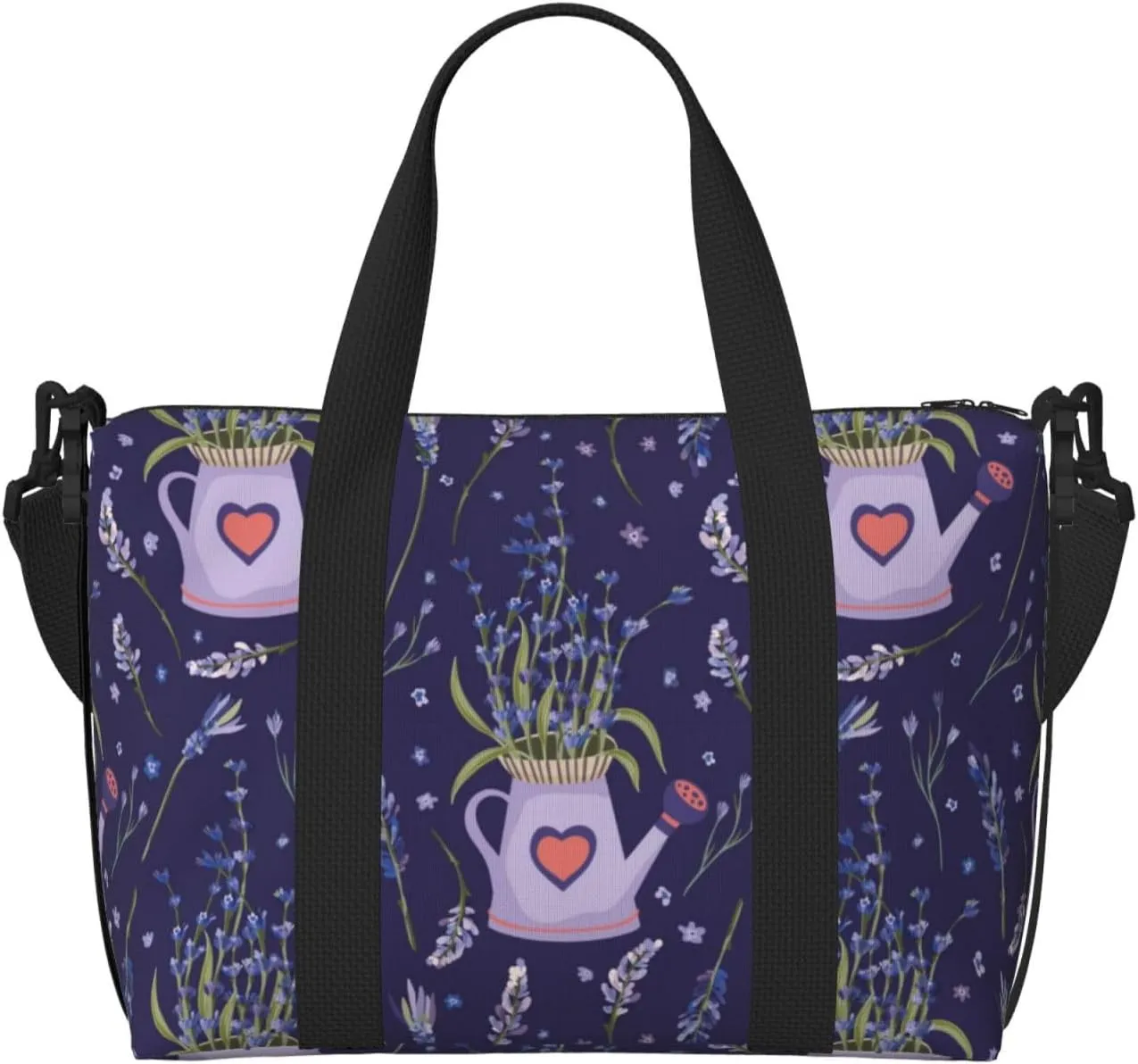 Laptop Tote Bag for Women Work - Lavender Flowers Love Kettle Gym Bag for Women Men, Crossbody Travel Bags for Women Men Carry On, Weekender Bags for Women Travel