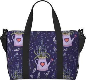 Laptop Tote Bag for Women Work - Lavender Flowers Love Kettle Gym Bag for Women Men, Crossbody Travel Bags for Women Men Carry On, Weekender Bags for Women Travel