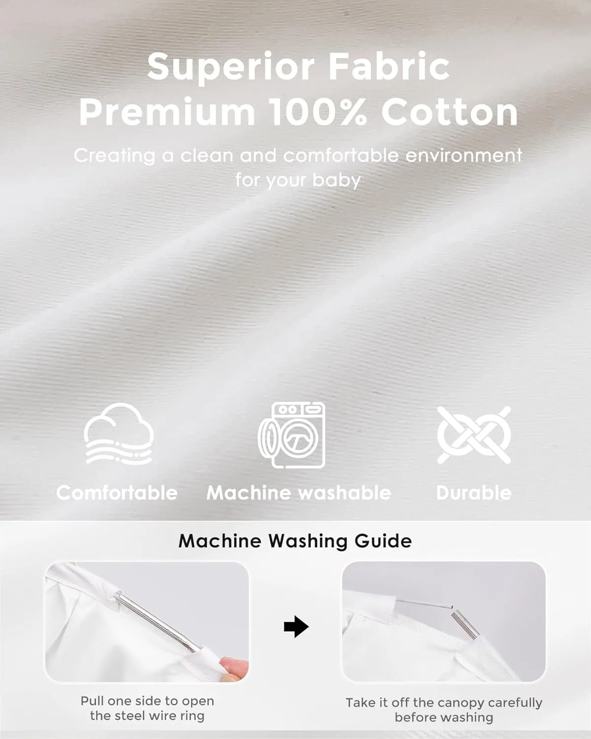 Large Bed Canopy with Star Lights, Double Layer Canopy for Bed, Princess Play Tent for Girls Room, Breathable Canopy Bed Curtain for Children Reading Nook, Machine Washable Canopy, 40''x106'', White
