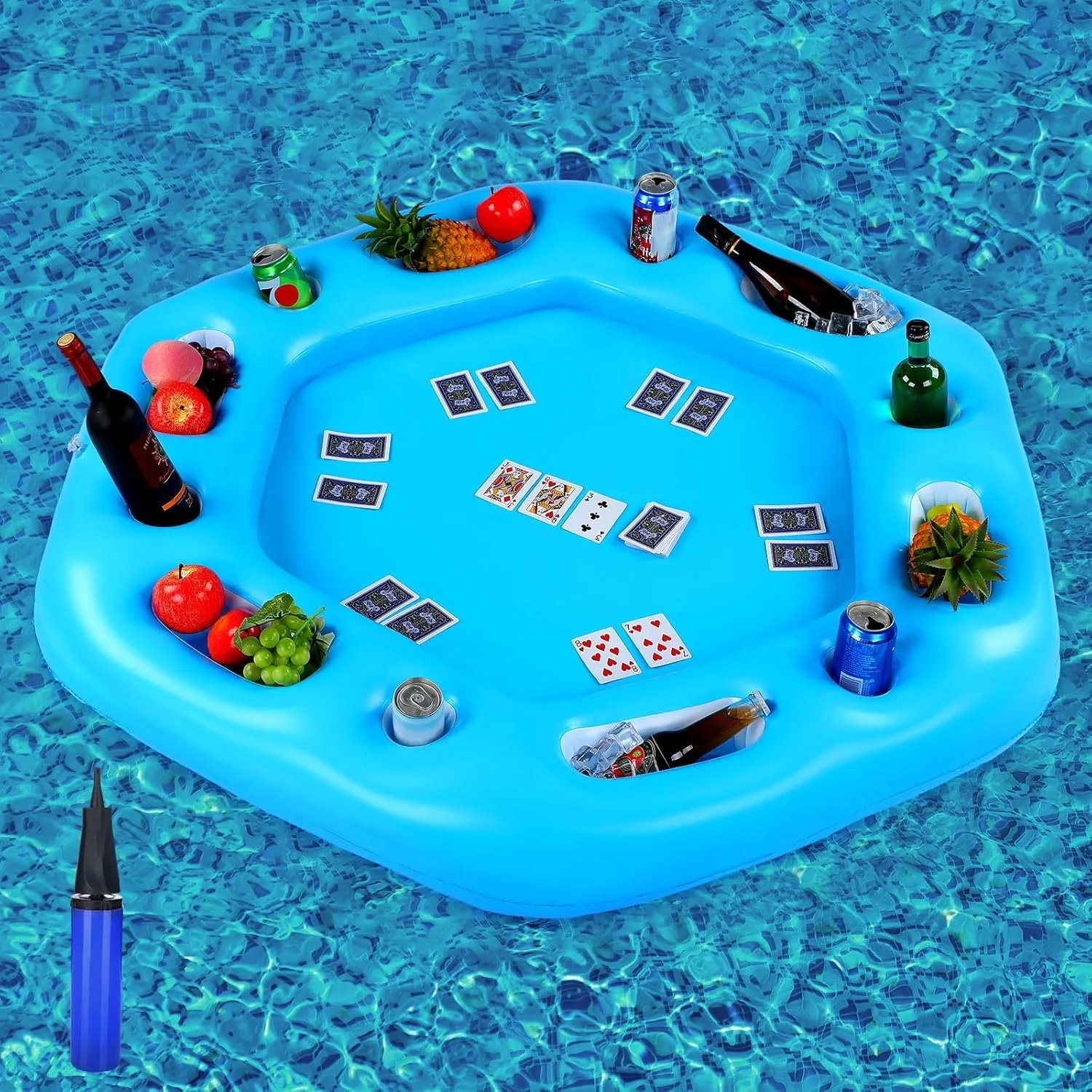 Large Floating Table for Pool Games Floating Holder Cooler Containers Inflatable Pool Games Card Table Tray Accessories for Swimming Summer Beach Party Indoor Outdoor