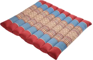 Large Rollable Cushion - Burgundy/Blue - Organic Kapok Filling, use Rolled or Flat for Yoga and Meditation, Lightweight, Great car or seat Cushion