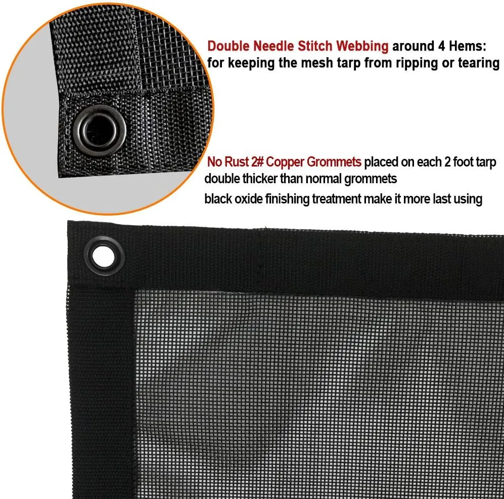 Leaveshade Dump Truck Mesh Tarp 7'X18'-Heavy Duty Dump Trailer Mesh Tarp Cover with 6'' Pocket, No Rust Thicker Copper Eyelets, Reinforced Double Stitch Webbing Ripping Tearing Stop (Black)