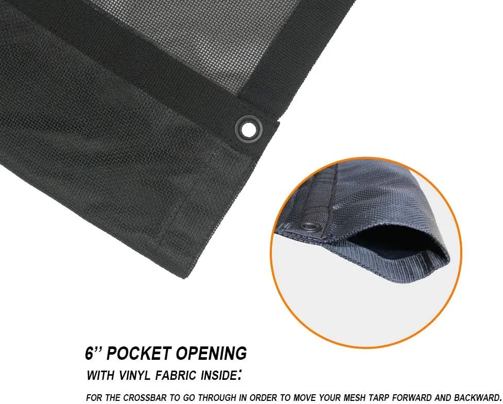 Leaveshade Dump Truck Mesh Tarp 7'X18'-Heavy Duty Dump Trailer Mesh Tarp Cover with 6'' Pocket, No Rust Thicker Copper Eyelets, Reinforced Double Stitch Webbing Ripping Tearing Stop (Black)