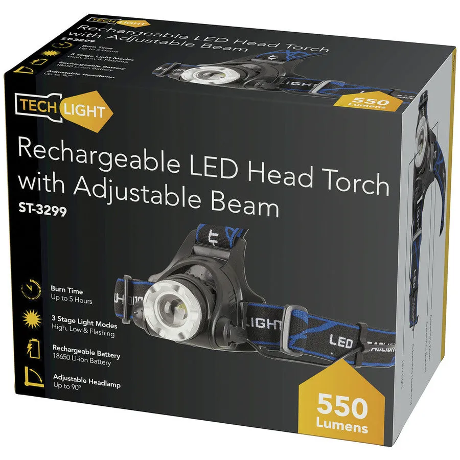 LED Headlamp 550 Lumen rechargable