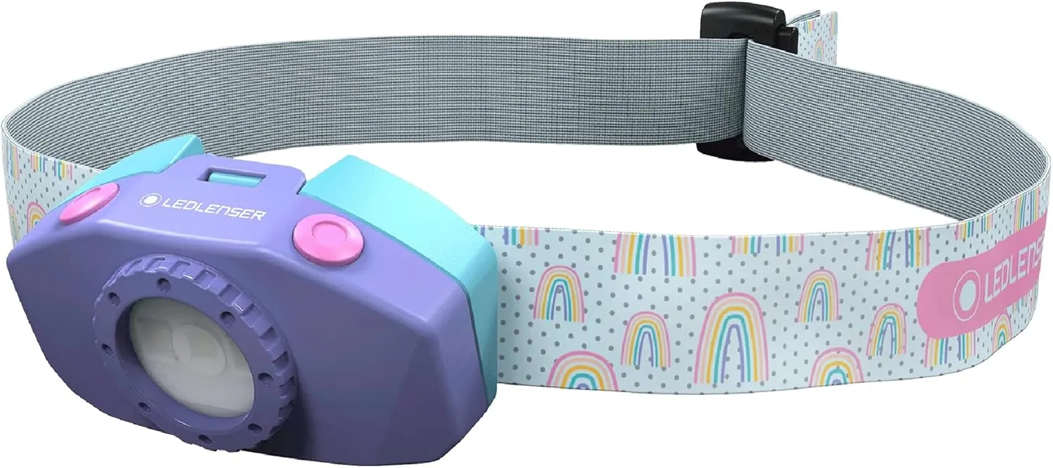Ledlenser KIDLED2 Safe LED Headlamp for Children - Battery Operated, White, Red, Blue Light, Reading Light, Night Hike Toy (Purple)