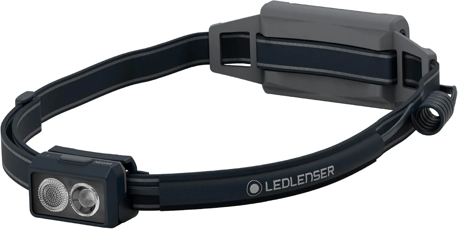 Ledlenser NEO5R LED headlamp Jogging, 600 lumens, Running lamp, Rechargeable, red Rear Light, Reflective Headband, Chest Strap, lamp Head swivelling (Black)