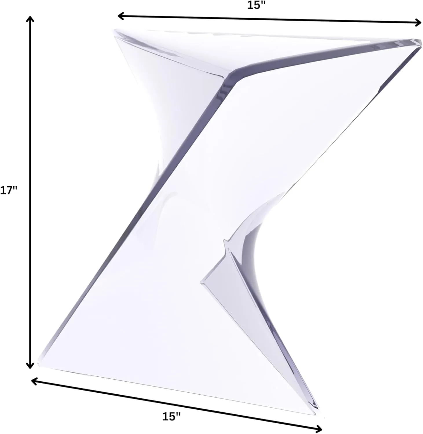 LeisureMod 15.75" Clear Stackable Plastic Side Table - Weather-Resistant Triangular Accent Table for Living Room, Patio, or Backyard
