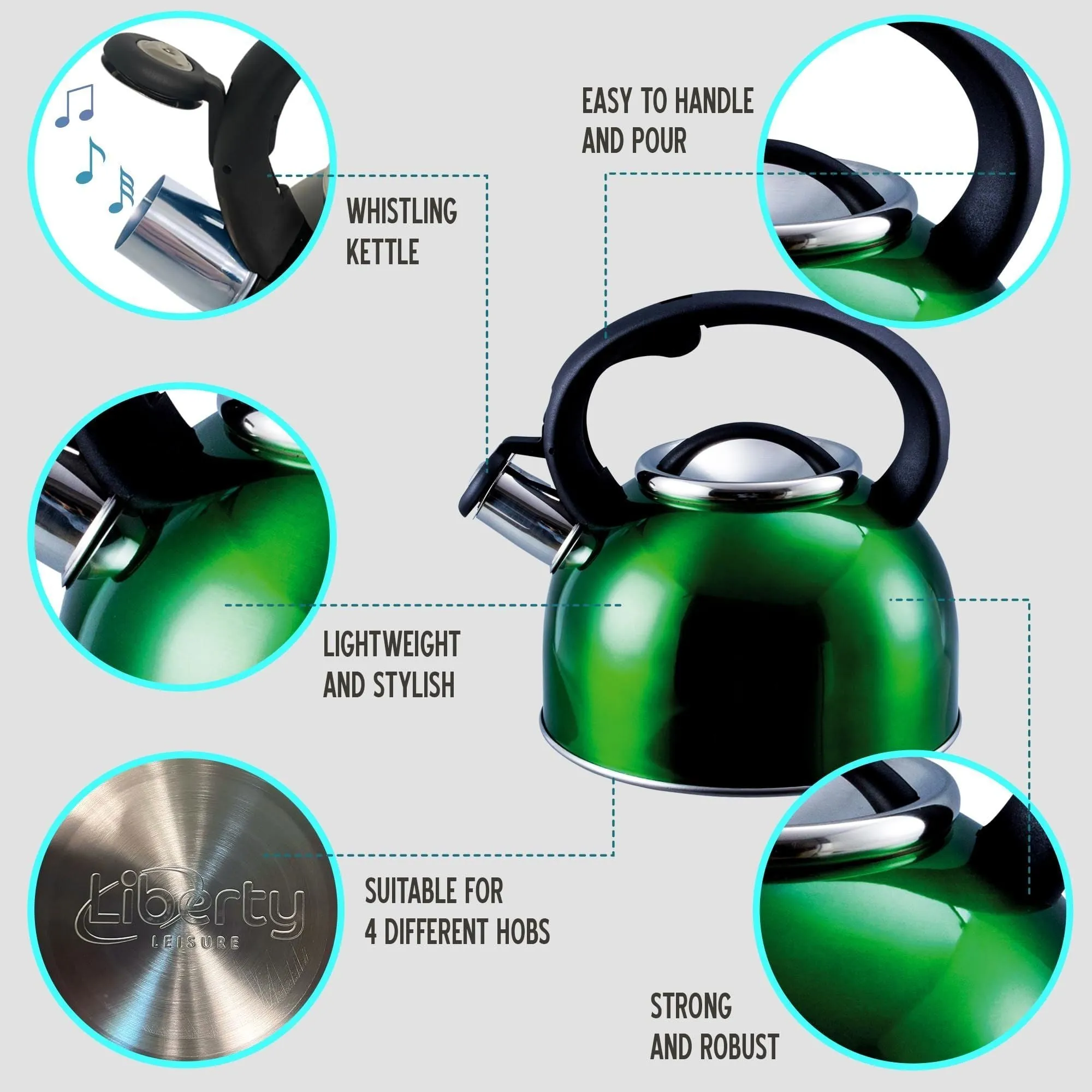 Liberty Green 2.5 Litre Whistling Kettle CW-T056-B1G