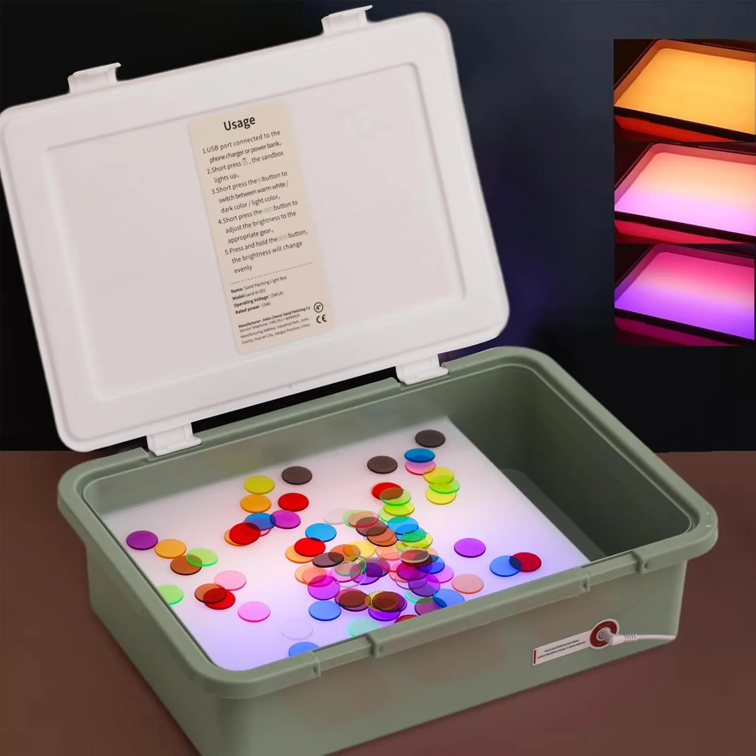 Light Table Manipulatives | Light Box for Kids | Sand Painting Light Box | Light Up Sensory Table | Light Table Toys | Kids Light Table | Shine Bright Light Box | 18"LED Light Box 3 Modes(Green)