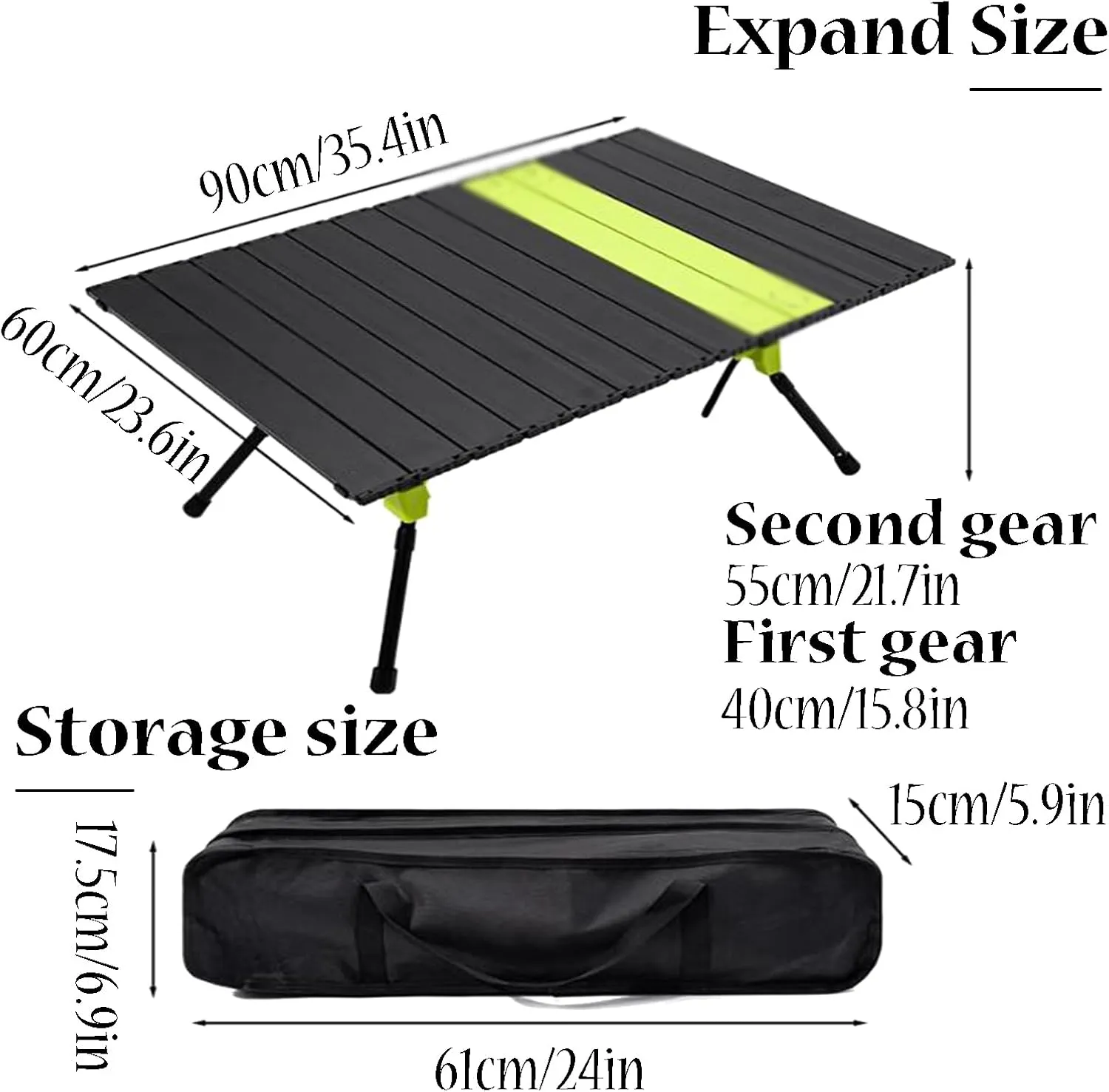 Lightweight Camping Table Adjustable Height Picnic Tables Roll Up Tables for Camping with Storage Bag for Camping Hiking