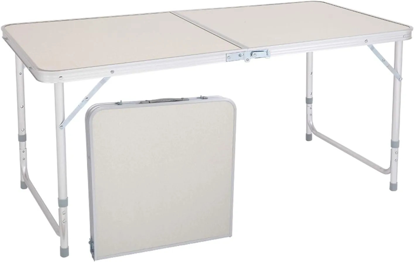 LIKOVSCI 120 x 60 x 70cm 4Ft Aluminum Camping Table Portable Multipurpose Folding Table Adjustable Height Lightweight for Picnic Beach Outdoor Indoor