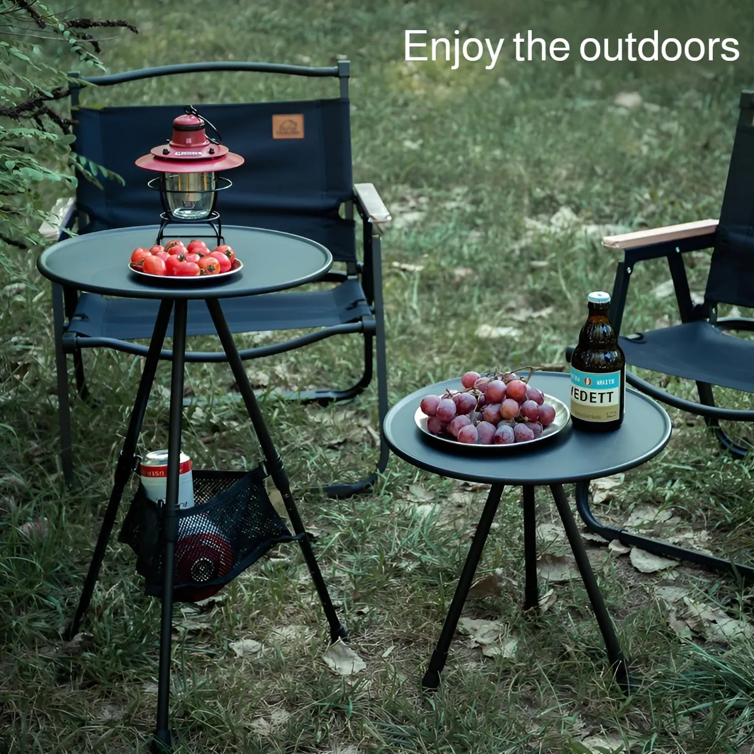 lilaBelle]【Upgraded Stability Outdoor Folding Table, Lightweight Adjustable Camp Desk for Camping Gear, Portable Round Table with Non-Slip Surface, Easy Setup for Family, Beach, Garden